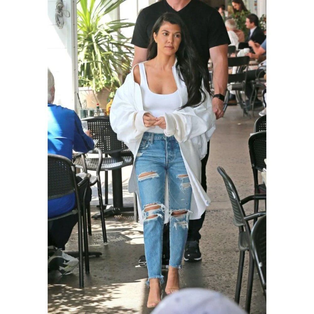 Moussy Vintage light wash distressed destroyed shred denim Creston tapered jeans - Picture 8 of 8